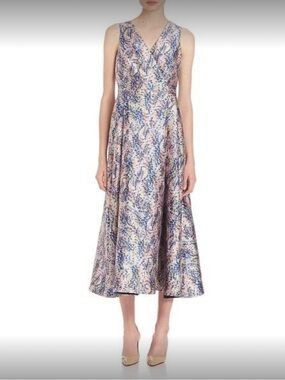 L.K. Bennett Sulan Multi-Colour Abstact Print Midi Dress Size 12